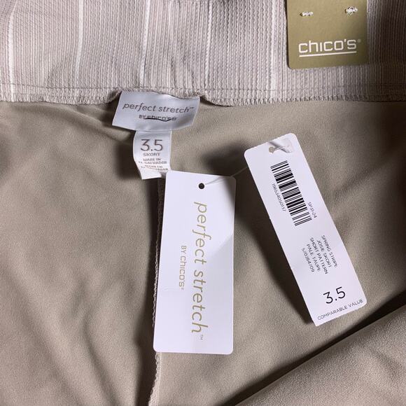 Chico's Skort NWT Women's Size 3.5 (18) Josie Stretch Spring Stripe Pale Taupe - Picture 6 of 9